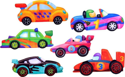 Set kreativ Color Day Mould and Paint Racers, 6 forma, magnetë për frigorifer, shumëngjyrësh