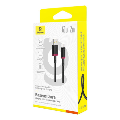 Кабел USB Baseus Dura USB C, 60W, 2m, црно-црвен