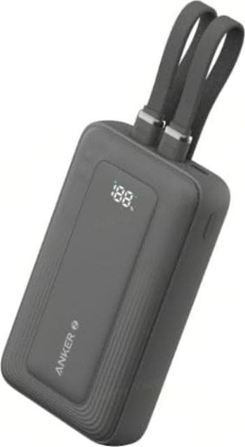 Power bank Anker 10000mAh, 30W, USB C me kabllo, i zi