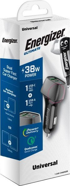 Karikues makine Energizer D38BK, 38W, USB dhe USB-C, i zi