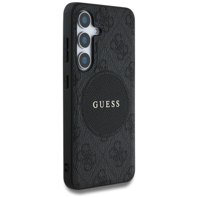 Guaskë telefoni Guess 4G Round Patch Classic Logo, MagSafe, për Samsung Galaxy S25 Plus, e zezë
