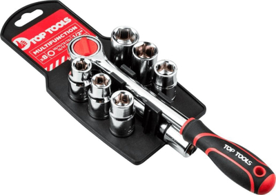 Set çelësash me kokëza Top Tools 38D143, 8 copë, 1/2", i zi