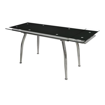 Tavolinë ngrënieje Loca, e hapshme, xham, 120(25+25)×80×75 cm HM0085.02, zezë