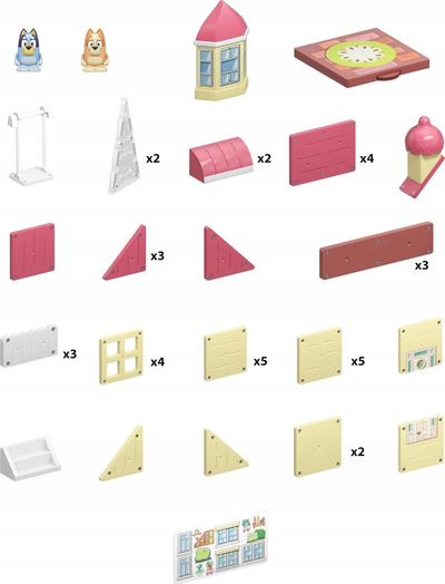 Set ndërtimi me magnet Bluey Tile Town Home, me Bluey dhe Bingo, për mbi 3 vjeç, me shumë ngjyra
