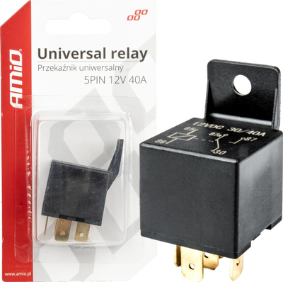 Relè automatike AMiO Automotive 5 Pin, 40A, 12V, për drita ditore
