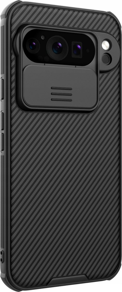 Mbulesë telefoni Nillkin CamShield Pro për Google Pixel 9 Pro XL, e fortë kundër goditjeve, me kapak rrëshqitës kamere, e zezë