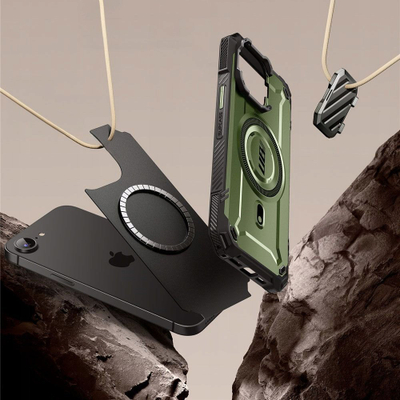 Mbrojtëse telefoni SUPCASE Unicorn Beetle MAG XT për iPhone 16e, MagSafe, jeshile e errët