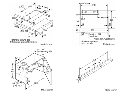 Aspiratori Bosch DFM064W55, 60cm, 394 m³/h, ngjyrë argjendi