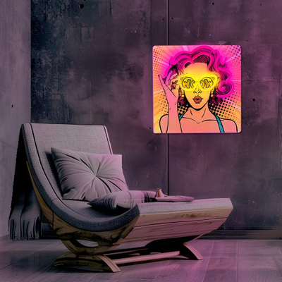 Dritë dekorative neon Forever Light FLA02, LED USB, panel 32x32 cm, rozë verdhë