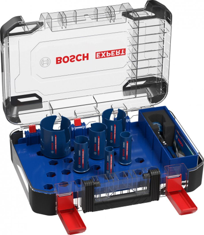 Set shpuese Bosch EXPERT, 10 copë, 20-64 mm, për materiale ndërtimi