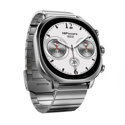 Ora inteligjente HiFuture AIX, ekran 1.43" AMOLED, çelik inox, Titanium Silver
