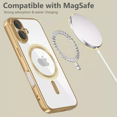 Mbulesë telefoni Tech-Protect MagFlex MagSafe për iPhone 16E, transparente, ngjyrë ari
