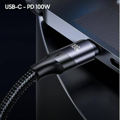 Kabllo karikimi Usams US-SJ550 U71, USB C në Lightning dhe USB C, 100W 1.2m, e zezë