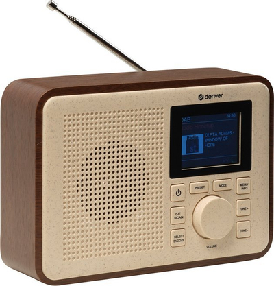 Радио DAB FM Денвер Гринлајн DAB-60, Bluetooth, 10W, темно дрво