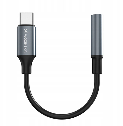 Adapter audio Wozinsky WACM-01, USB-C në 3.5mm, i zi