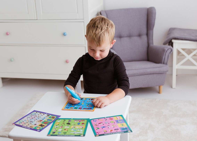 Laps interaktiv Dumel Pen, me 15 karta dyanshme, lodër edukative për kalamaj
