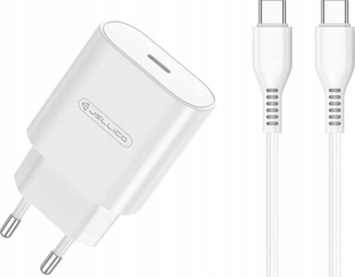 Karikues muri Jellico PD 25W, USB C, me kabllo USB C, i bardhë