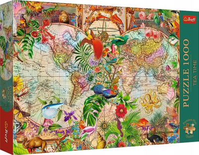 Puzzle Trefl Tea Time Antique World Map, 1000 copa, hartë e vjetër bote, shumëngjyrësh