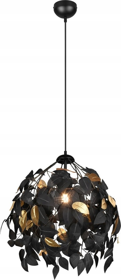 Висечка ламба Reality Leuchten Leavy, Ø38cm, пластика, црна со златна