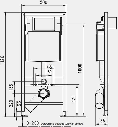 Kornizë e fshehtë për WC Werit, shkarkim 3/6L, me pllakë shkarkimi të bardhë
