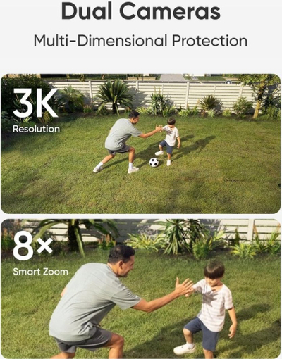 Kamerë sigurie me prozhektor Eufy E340 Edge 2, 3K, 360°, e bardhë