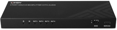 Splitter HDMI LINDY me 4 porta, 8K 60Hz, me audio, i zi