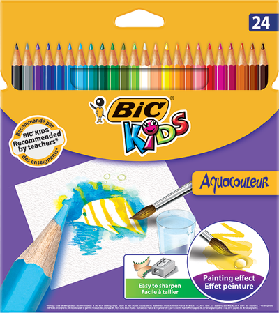 BIC Kids Aquacouleur Бојни Моливи, 24 парчиња