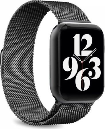 Rrip dore Puro Milanese Magnetic për Apple Watch 44mm, çelik inox, i zi