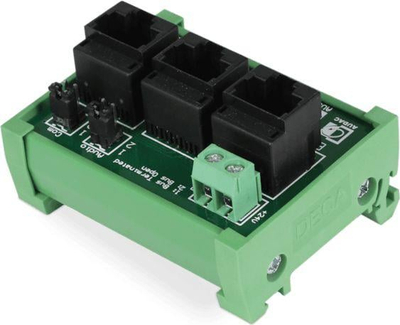 Kuti lidhëse Audac ARJ03P, 3 porta RJ45, montim në DIN rail, gri