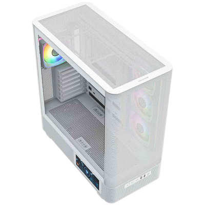 Kullë gaming Modecom Volcano AQ400 ARGB, MIDI Tower, ekran LCD, e bardhë