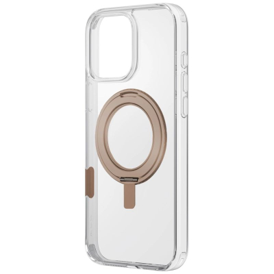 Заштитна маска Uniq Swivix за iPhone 16 Pro, држач kickstand 360°, проѕирна златна