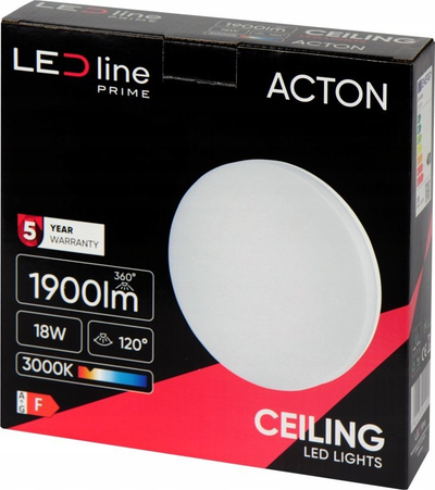 Llambë tavanore DPM ACTON LED, 18W 1900lm, 3000K IP54, e bardhë