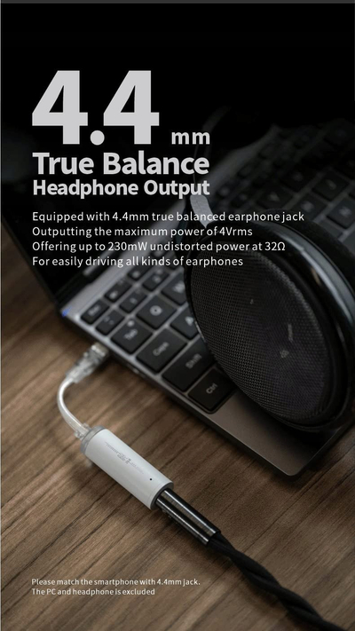 Засилувач за слушалки Moondrop Dawn, балансиран USB DAC, излез 4.4 mm, сива