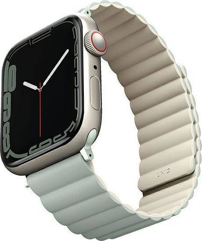 Rrip ore Uniq Revix Reversible për Apple Watch 38/40/41 mm, silikoni, jeshile–bezhë