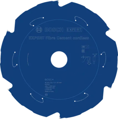 Teh sharre rrethore Bosch Expert Fibre Cement Cordless, Ø 216mm, vrimë 30mm, blu