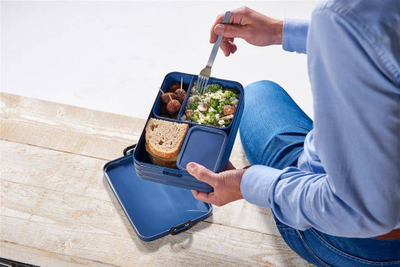 Kuti dreke Mepal Bento Large, me ndarje, plastik pa BPA, rozë nordike