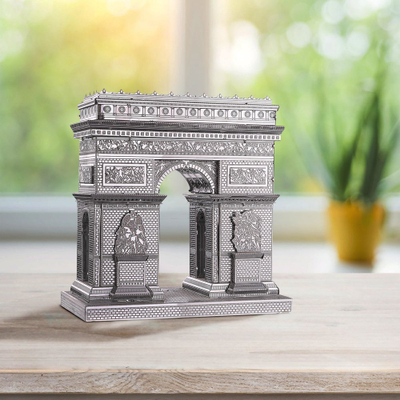 Puzzle 3D metalik Piececool Arc de Triomphe, model arkitekture, argjendtë