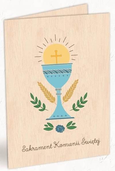 Kartë druri Cozywood Communion Chalice C6, me zarf, natyrale