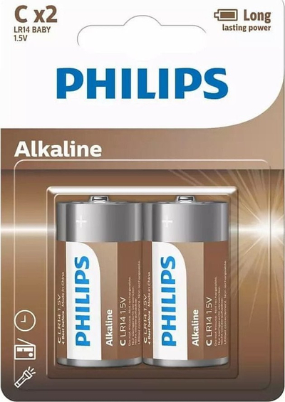 Bateri alkaline Philips C LR14, 1.5V, paketim 2 copë