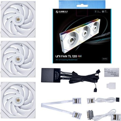 Ventilator PC Lian Li UNI FAN TL, 120mm, Triple Pack, i bardhë