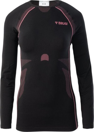 Bluzë termoaktive Brugi 2RC3 W 92800341460, pa qepje, thahet shpejt, e zezë me rozë