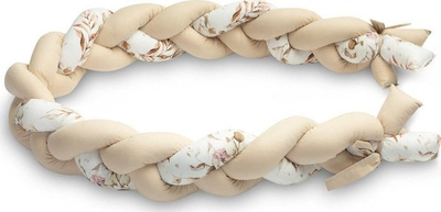 Mbrojtës krevat për bebe Braid Knots, 210cm, pambuk, bezhë
