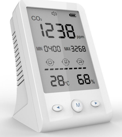 Monitor ajri Levenhuk Wezzer Air MC10, CO₂, temperaturë edhe lagështi, i bardhë