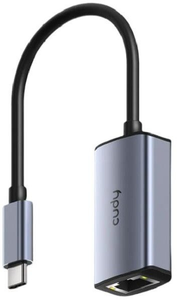 Adaptor USB Cudy USB C në Ethernet, 1000Mbps Gigabit, trup alumini, gri