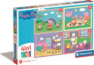 Puzzle Clementoni Peppa Pig 4 në 1 Supercolor, 4 puzzle, 3+