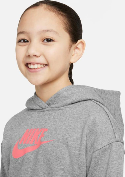 Bluza me kapuç Nike Sportswear Club Jr DC7210, për goca, gri e hapur