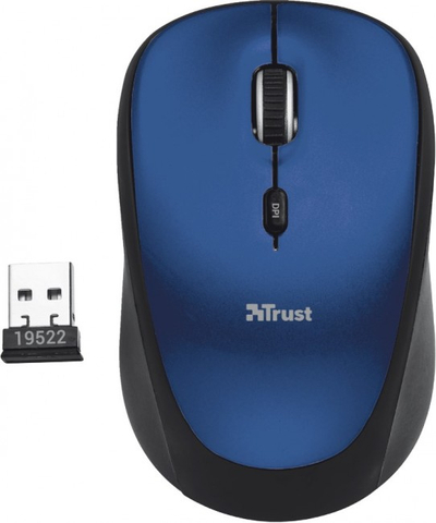 Maus wireless Trust 19663, optik, 1600 DPI, blu