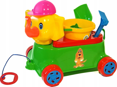 Lodër me tërheqje LAZUR Elefant, set për rërë, plastik, shumëngjyrësh