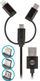 Kabllo USB Forever T_01626, USB A në Lightning 1 m, 3 në 1, e zezë