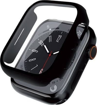 Mbulesë hibride për orë Crong, Apple Watch 45mm, me xham mbrojtës, e zezë